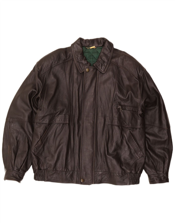 Vintage Mens Leather Jacket IT 56 3XL Brown