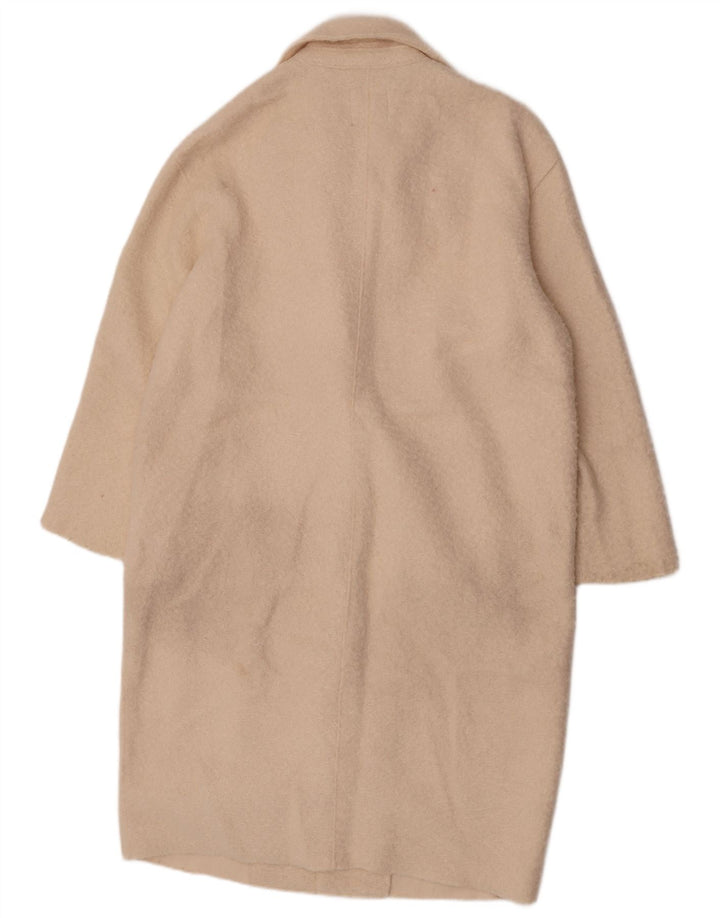 Zara Womens Oversized Fleece Overcoat UK 14 Medium Beige Polyester