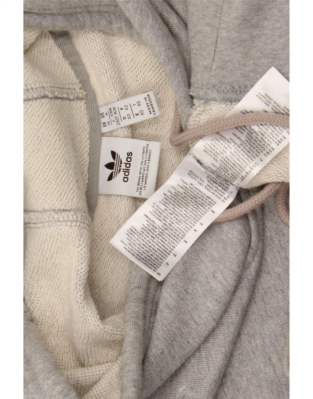 Adidas Womens Oversized Hoodie Jumper UK 14 Medium Grey Cotton