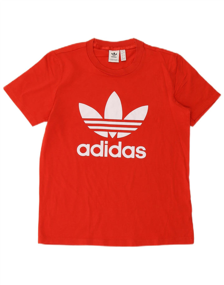 ADIDAS Womens Graphic T-Shirt Top UK 12 Medium Red Cotton