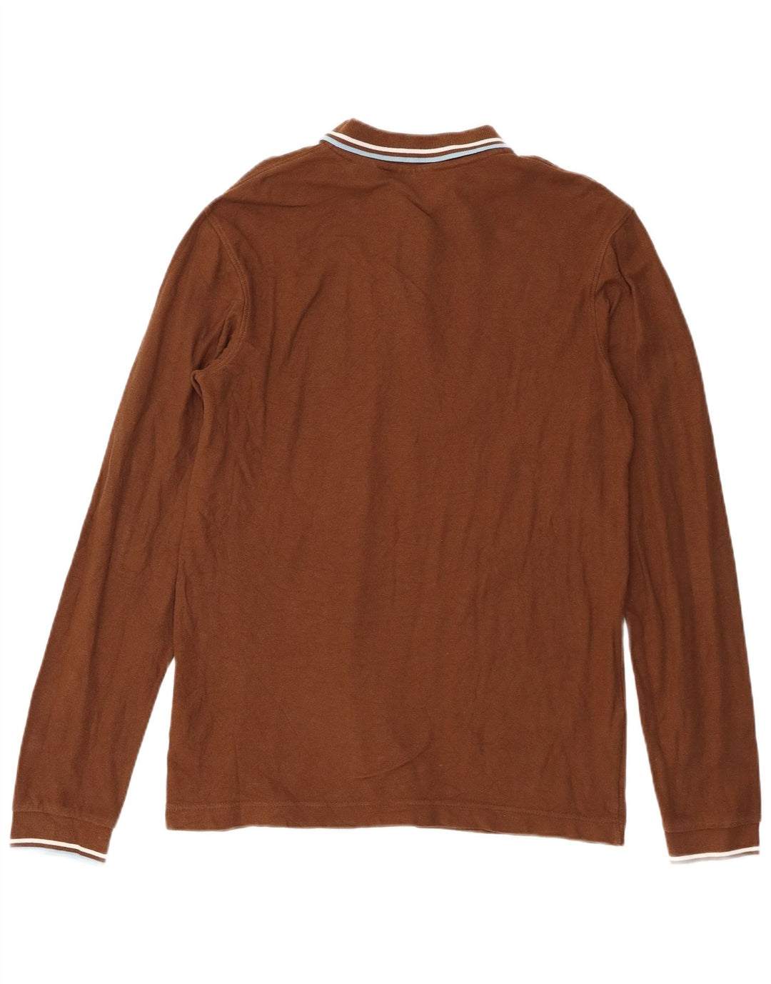 Fila Mens Long Sleeve Polo Shirt Medium Brown Cotton