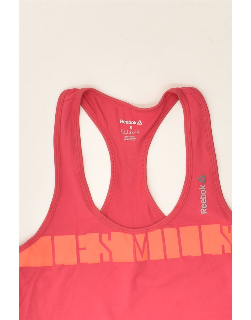 REEBOK Womens Graphic Vest Top UK 8/10 Small Pink | Vintage Reebok | Thrift | Second-Hand Reebok | Used Clothing | Messina Hembry 