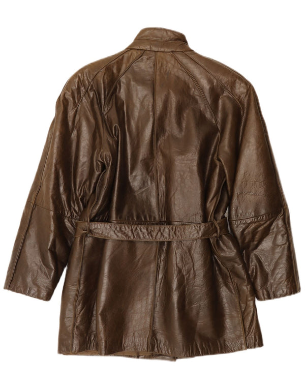 Vintage Womens Leather Coat IT 42 Medium Brown Leather