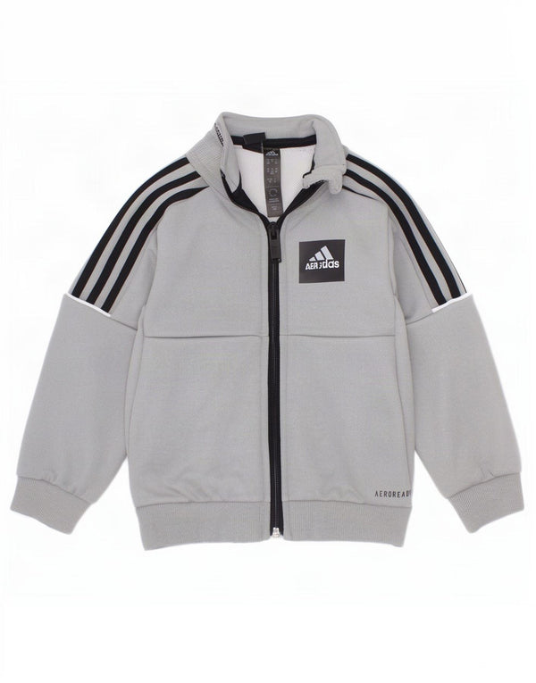 Adidas Baby Boys Aeroready Tracksuit Top Jacket 18-24 Months Grey Polyester