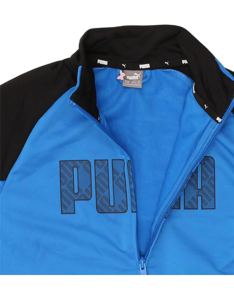 PUMA Boys Graphic Tracksuit Top Jacket 13-14 Years Blue Colourblock Vintage Puma and Second-Hand Puma from Messina Hembry 