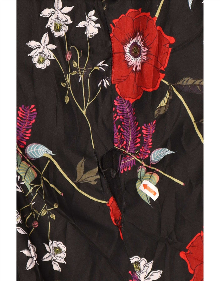 Desigual Womens 1 Button Blazer Jacket EU 40 Medium Black Floral Polyester