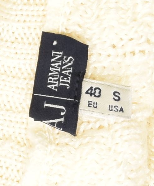 ARMANI JEANS Womens Roll Neck Jumper Sweater EU 40 Medium Off White