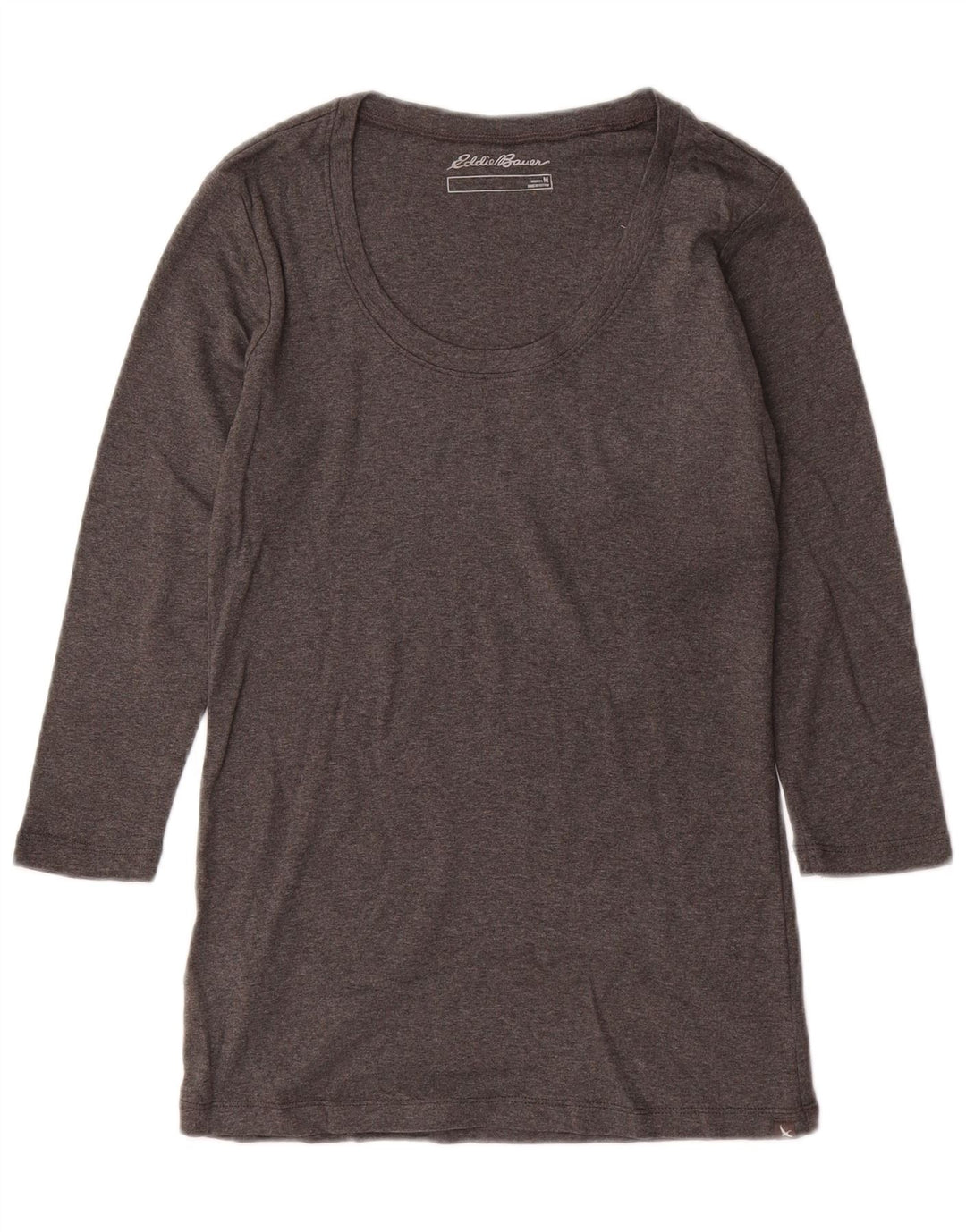 EDDIE BAUER Womens Top 3/4 Sleeve UK 12 Medium Grey Cotton