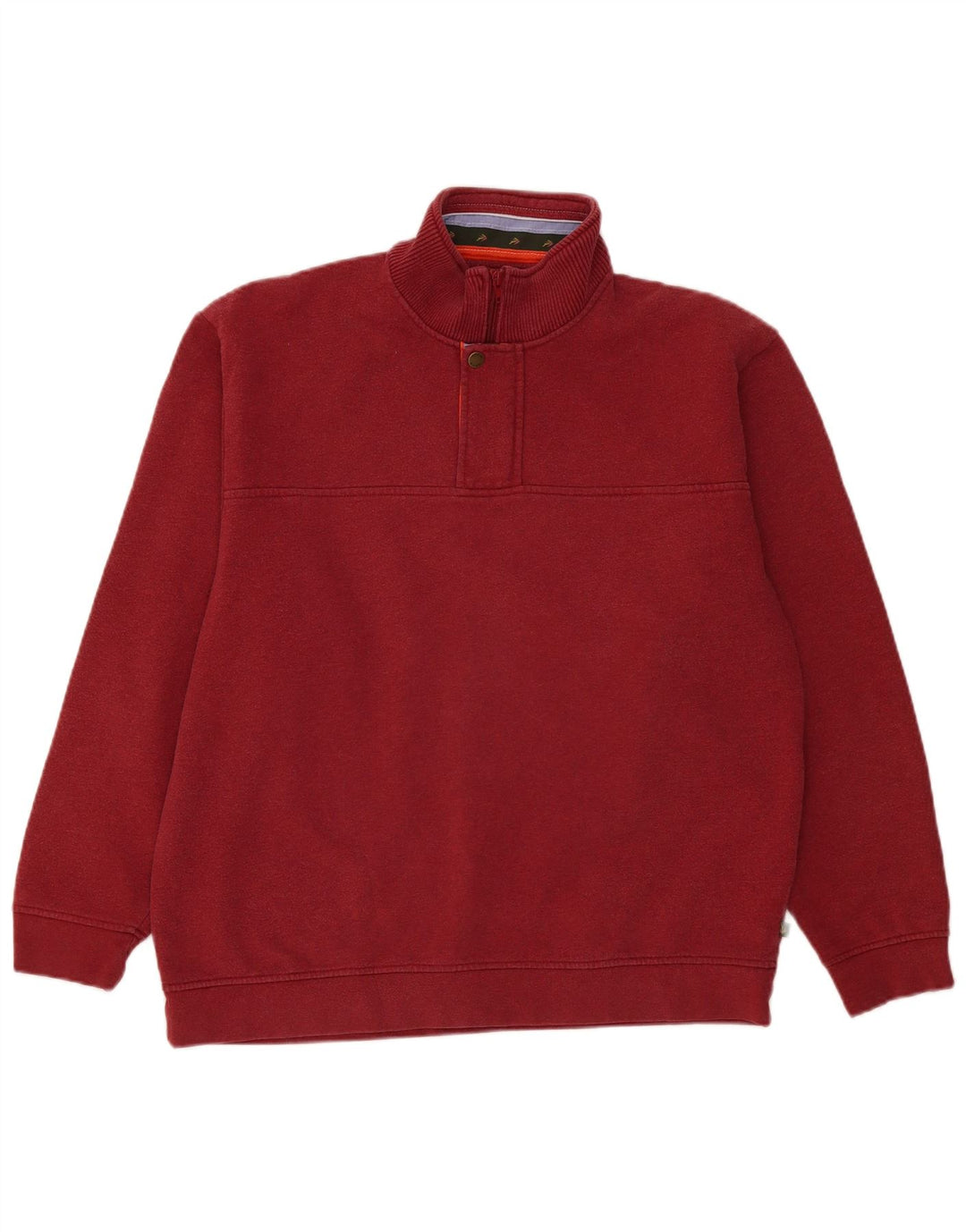 Orvis Mens Zip Neck Sweatshirt Jumper Large Burgundy Cotton
