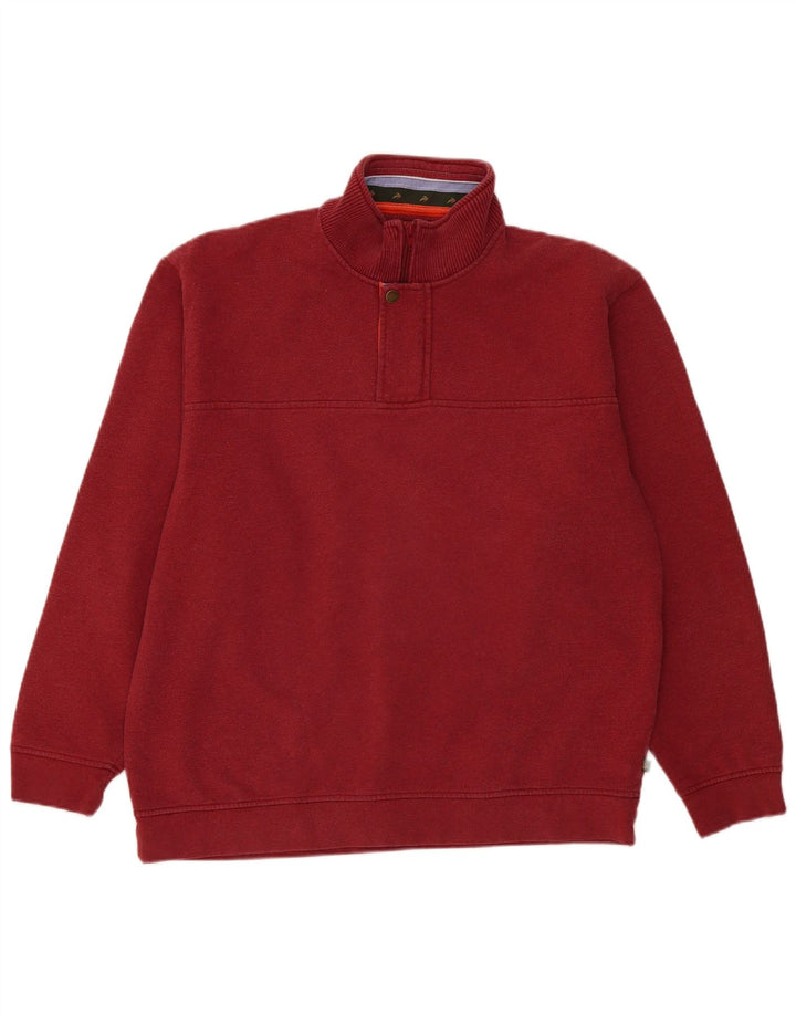 Orvis Mens Zip Neck Sweatshirt Jumper Large Burgundy Cotton