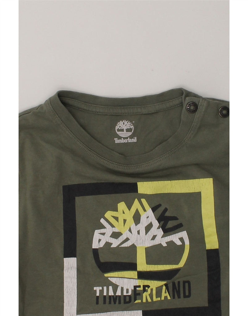 TIMBERLAND Boys Graphic T-Shirt Top 3-4 Years Khaki Cotton | Vintage Timberland | Thrift | Second-Hand Timberland | Used Clothing | Messina Hembry 