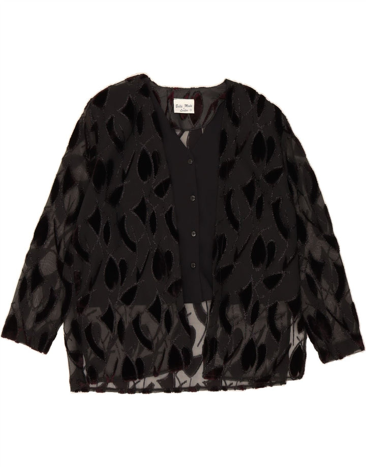 BELLA MODA  Womens See Through Shirt Blouse US 16 2XL Black Floral Vintage Bella Moda and Second-Hand Bella Moda from Messina Hembry 