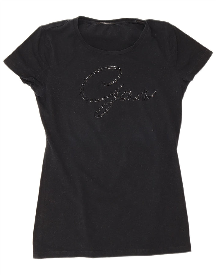 Gas Womens Graphic T-Shirt Top UK 8 Small Black