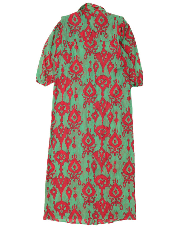 Beaumont Womens Loose Fit 3/4 Sleeve Maxi Dress EU 36 Small Green Ikat