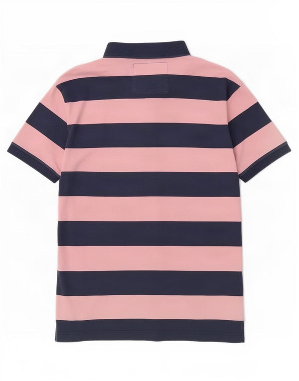Jack Wills Mens Polo Shirt Medium Pink Striped Cotton
