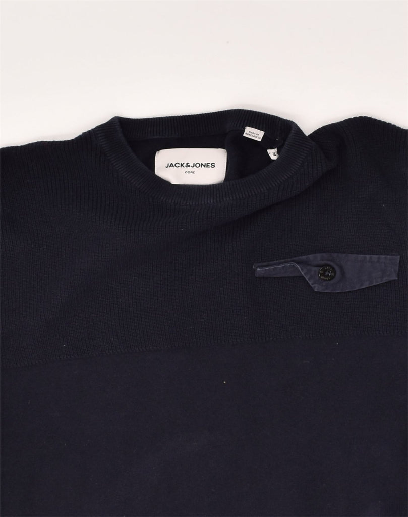 JACK & JONES Mens Crew Neck Jumper Sweater Medium Navy Blue Cotton | Vintage Jack & Jones | Thrift | Second-Hand Jack & Jones | Used Clothing | Messina Hembry 