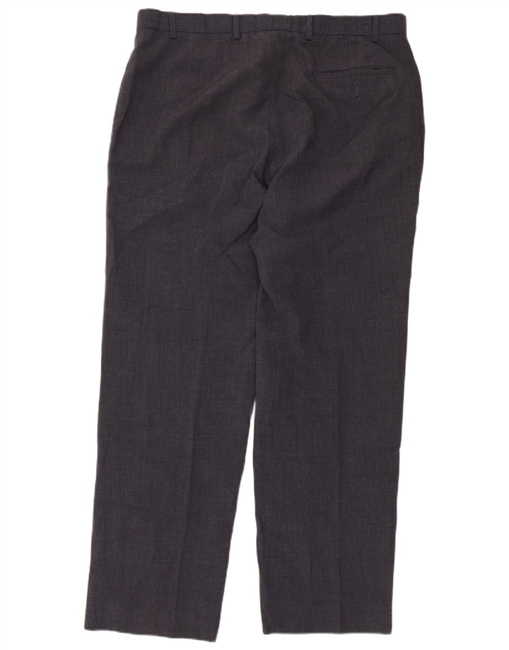 Marks & Spencer Mens Straight Suit Trousers W38 L31 Navy Blue Polyester