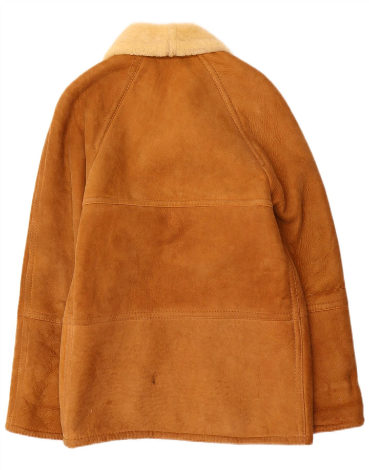 Vintage Mens Shearling Jacket UK 36 Small Beige Shearling