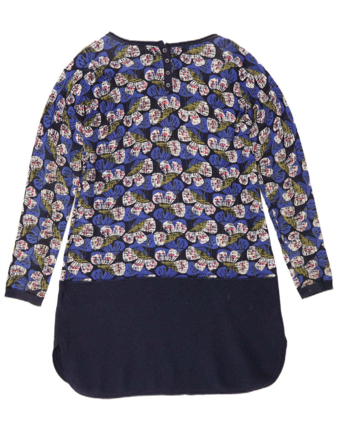 White Stuff Womens Long Sleeve Shift Dress UK 12 Medium Blue Floral Cotton