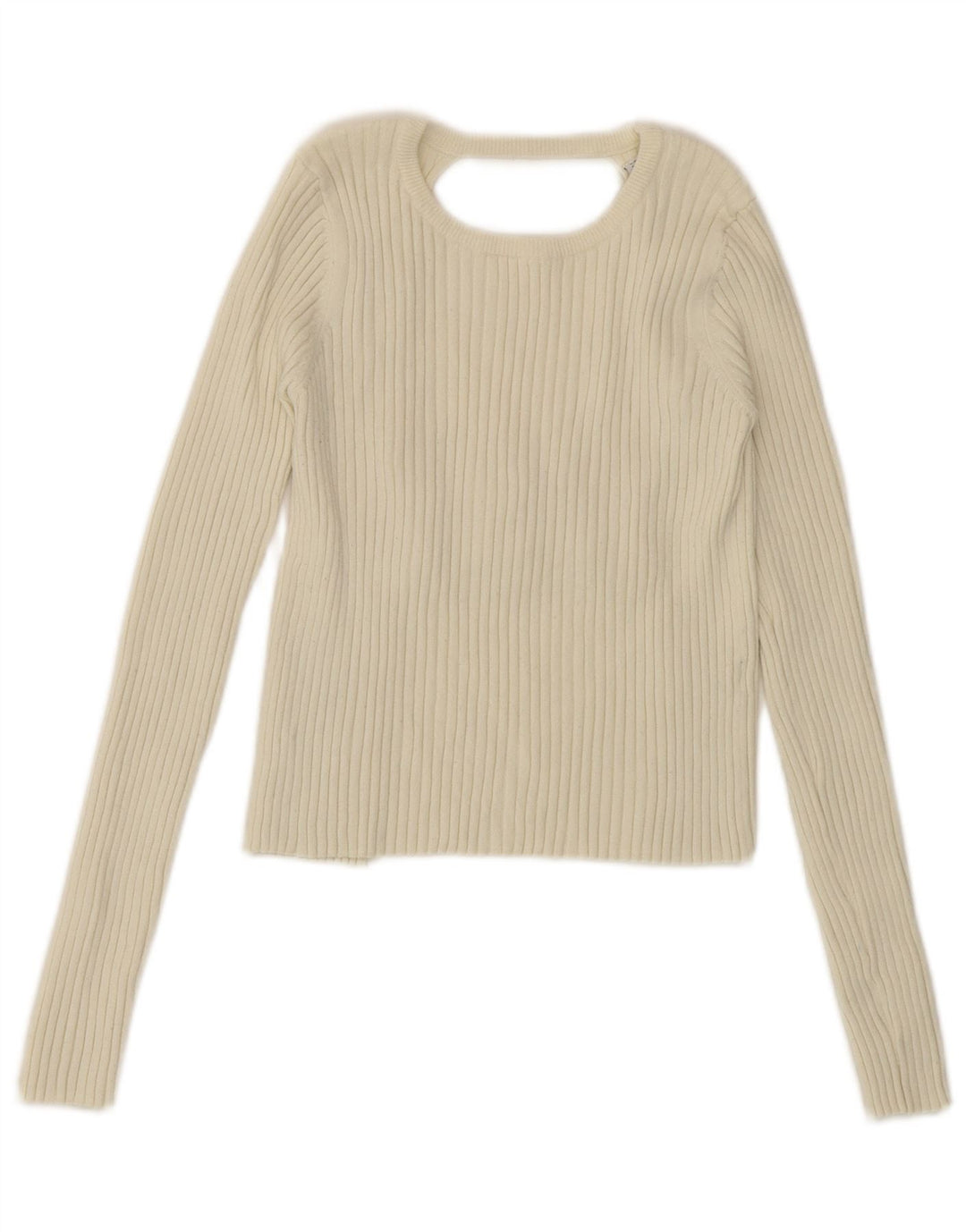 Zara Womens Cut Out Long Sleeve Crop Top UK 10 Small Off White