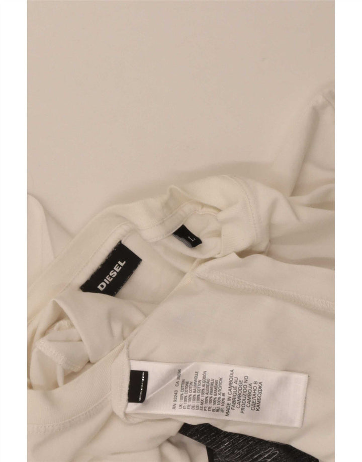 Diesel Mens Graphic T-Shirt Top Large White Cotton