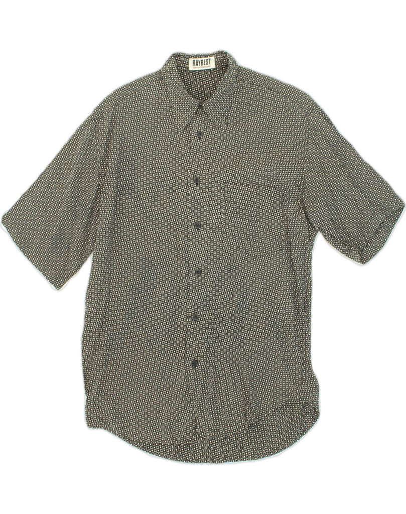 RAYBEST Mens Short Sleeve Shirt Medium Grey Check Cotton | Vintage Raybest | Thrift | Second-Hand Raybest | Used Clothing | Messina Hembry 