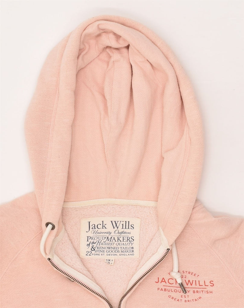 JACK WILLS Womens Zip Hoodie Sweater UK 8 Small  Pink Cotton | Vintage Jack Wills | Thrift | Second-Hand Jack Wills | Used Clothing | Messina Hembry 