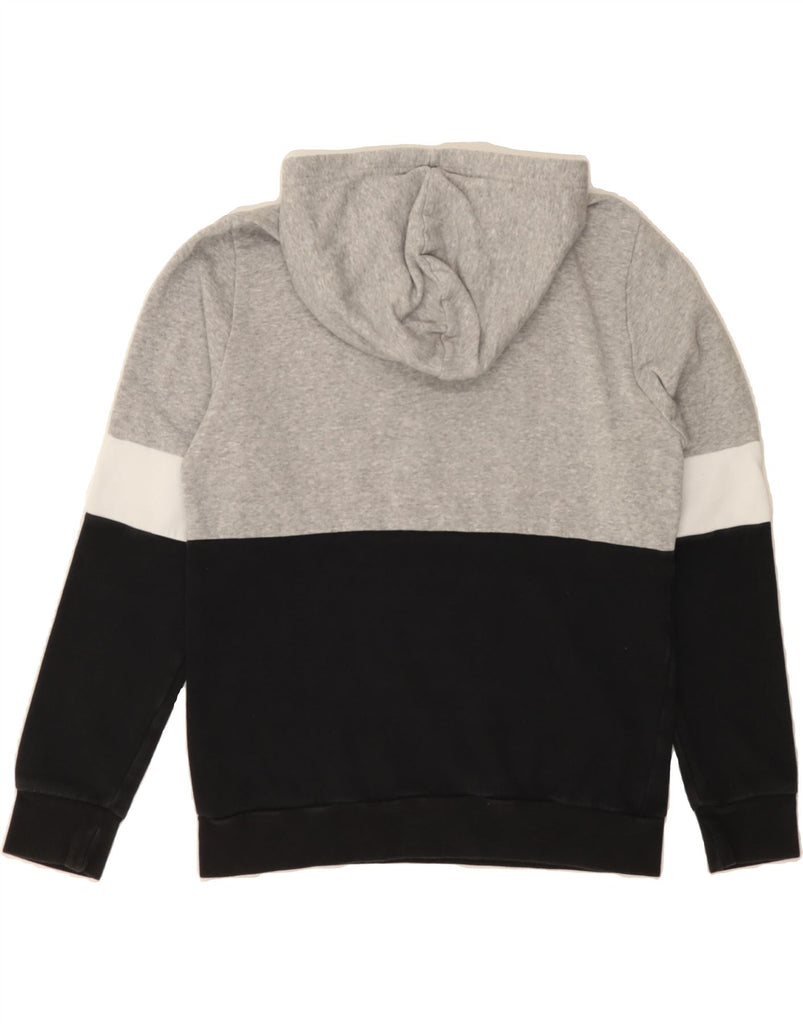 ADIDAS Boys Graphic Hoodie Jumper 13-14 Years Grey Colourblock Cotton Vintage Adidas and Second-Hand Adidas from Messina Hembry 