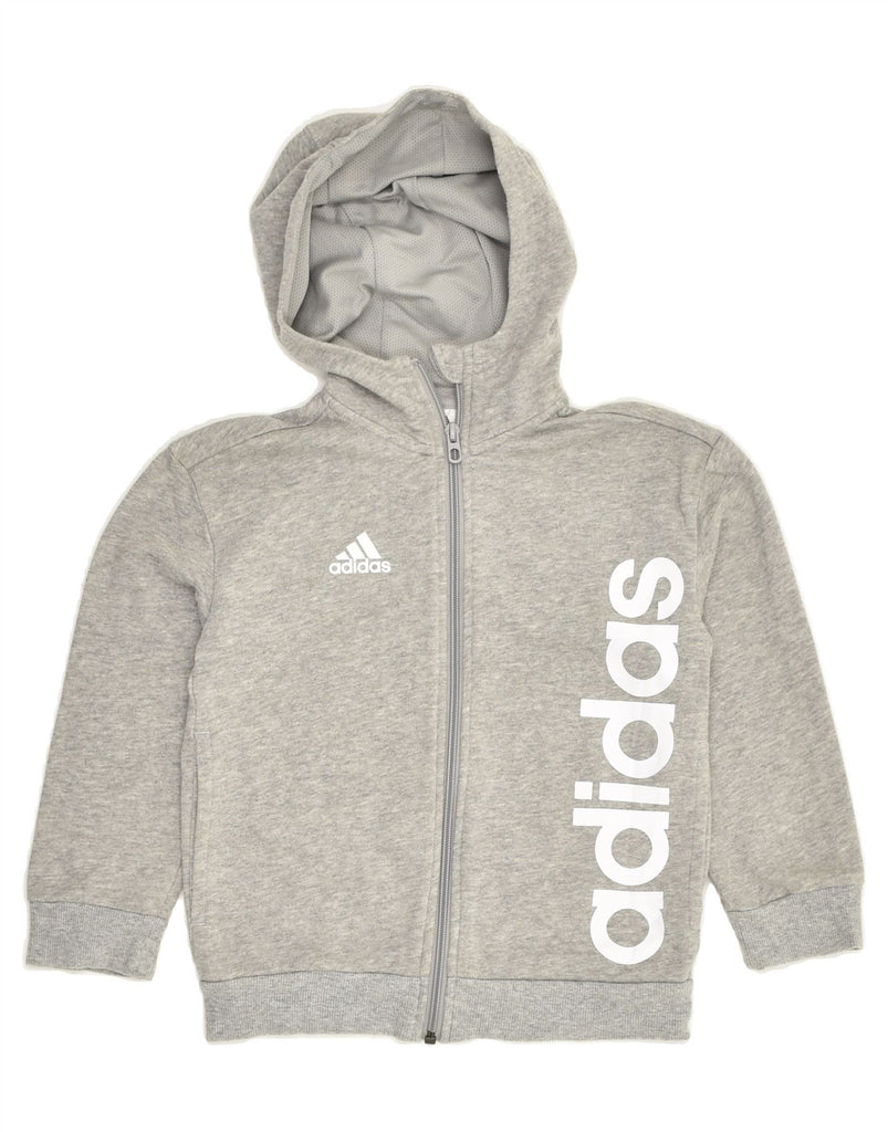 ADIDAS Girls Graphic Zip Hoodie Sweater 6-7 Years Grey Cotton | Vintage Adidas | Thrift | Second-Hand Adidas | Used Clothing | Messina Hembry 