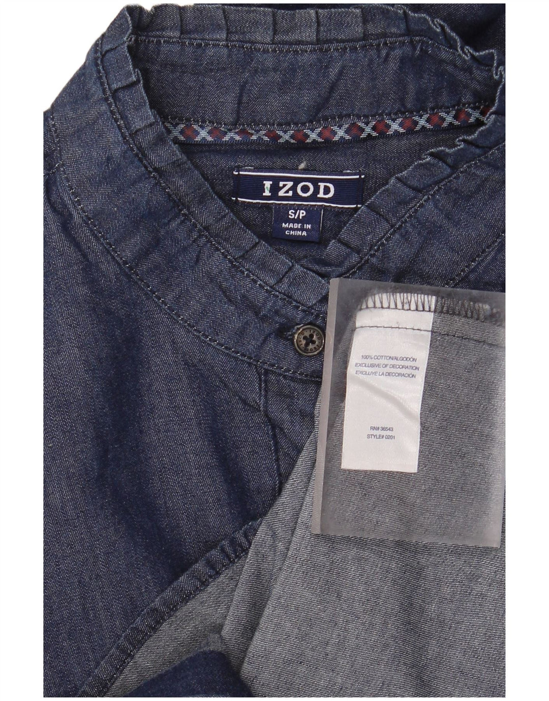 IZOD Womens Denim Shirt UK 10 Small Navy Blue Cotton