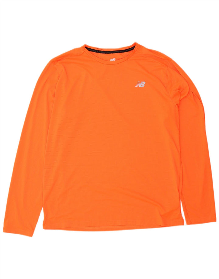 New Balance Mens Top Long Sleeve Large Orange Polyester