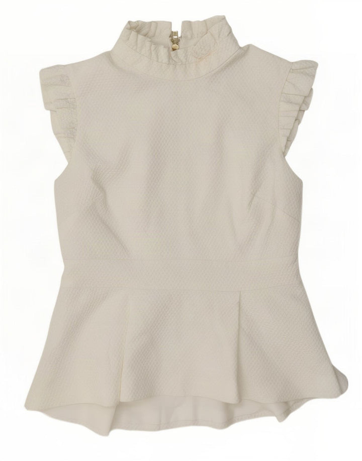 Ted Baker Womens Blouse Top Size 4 Large White Polyester