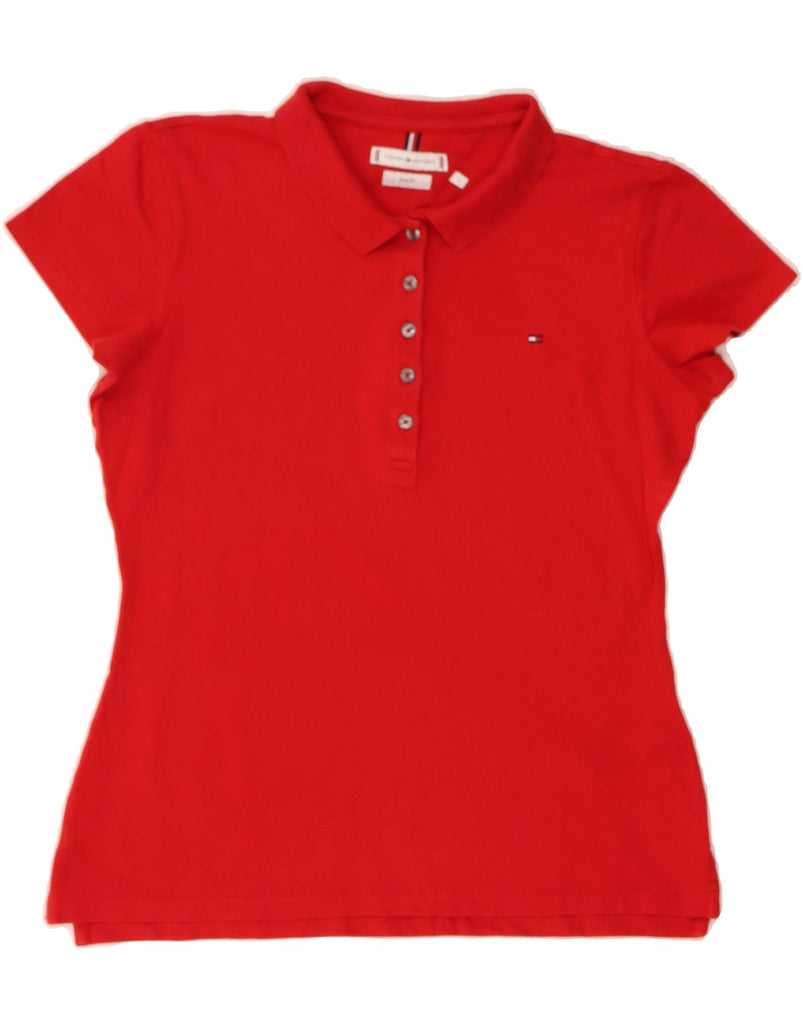 TOMMY HILFIGER Womens Slim Fit Polo Shirt UK 14 Large Red Cotton Vintage Tommy Hilfiger and Second-Hand Tommy Hilfiger from Messina Hembry 