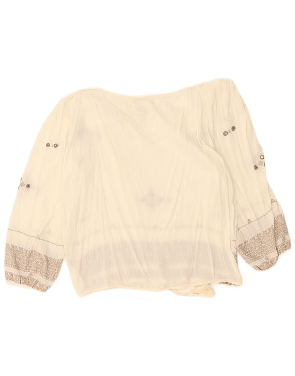 Polo Ralph Lauren Womens 3/4 Sleeve Blouse Top UK 6 XS White Floral