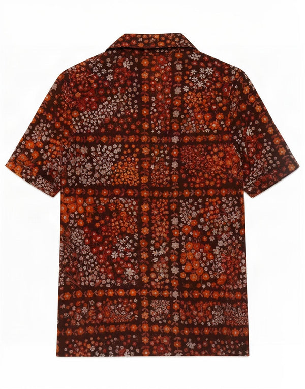 Vintage Womens Short Sleeve Shirt Blouse UK 8 Small Brown Floral