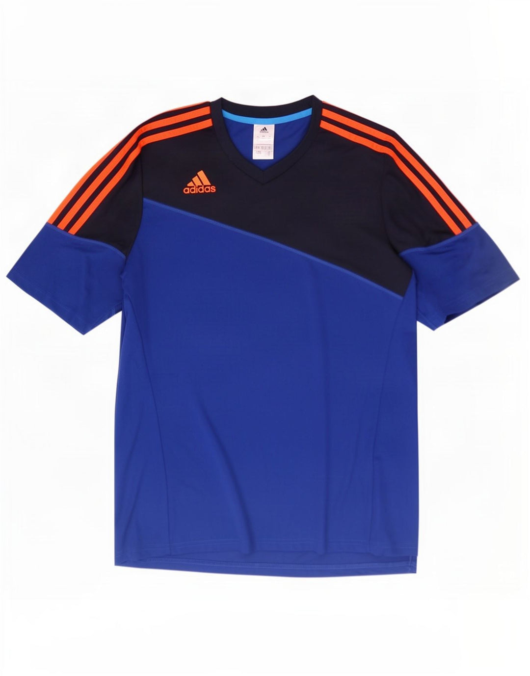 Adidas Mens Climalite T-Shirt Top Large Blue Colourblock Polyester