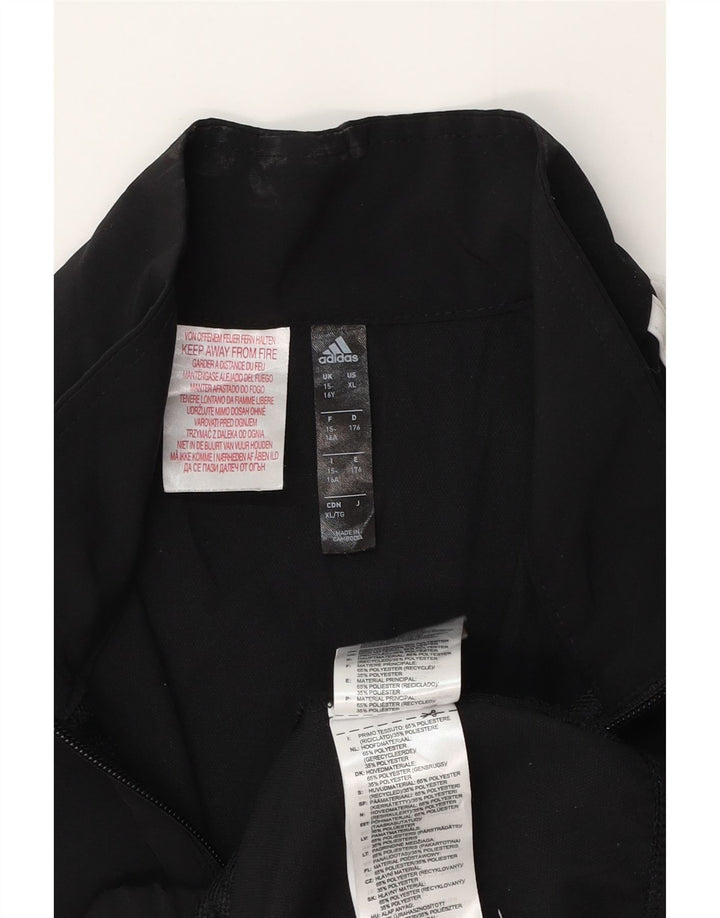 Adidas Boys Aeroready Tracksuit Top Jacket 15-16 Years Black Polyester