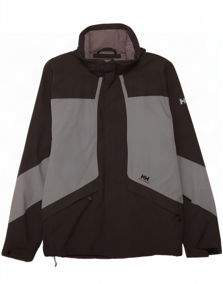 Helly Hansen Mens Rain Jacket UK 38 Medium Black Colourblock Nylon