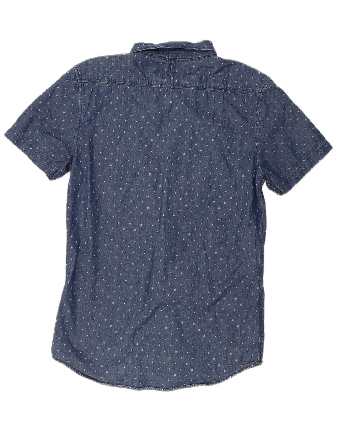 MOSSIMO Mens Short Sleeve Denim Shirt XS Blue Spotted