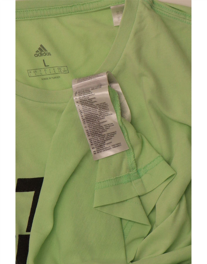 ADIDAS Mens Graphic T-Shirt Top Large Green Cotton
