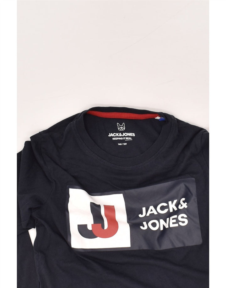 JACK & JONES Boys Graphic Top Long Sleeve 9-10 Years Navy Blue Cotton | Vintage Jack & Jones | Thrift | Second-Hand Jack & Jones | Used Clothing | Messina Hembry 