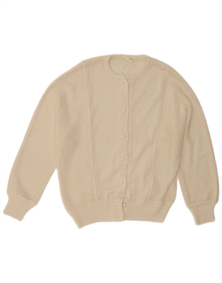 Vintage Womens Cardigan Sweater IT 46 Large Off White Polyacrylic