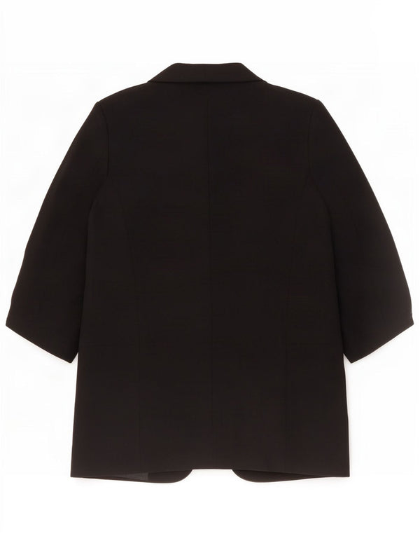 Zara Womens 3/4 Sleeve Open Blazer Jacket UK 10 Small Black Polyester