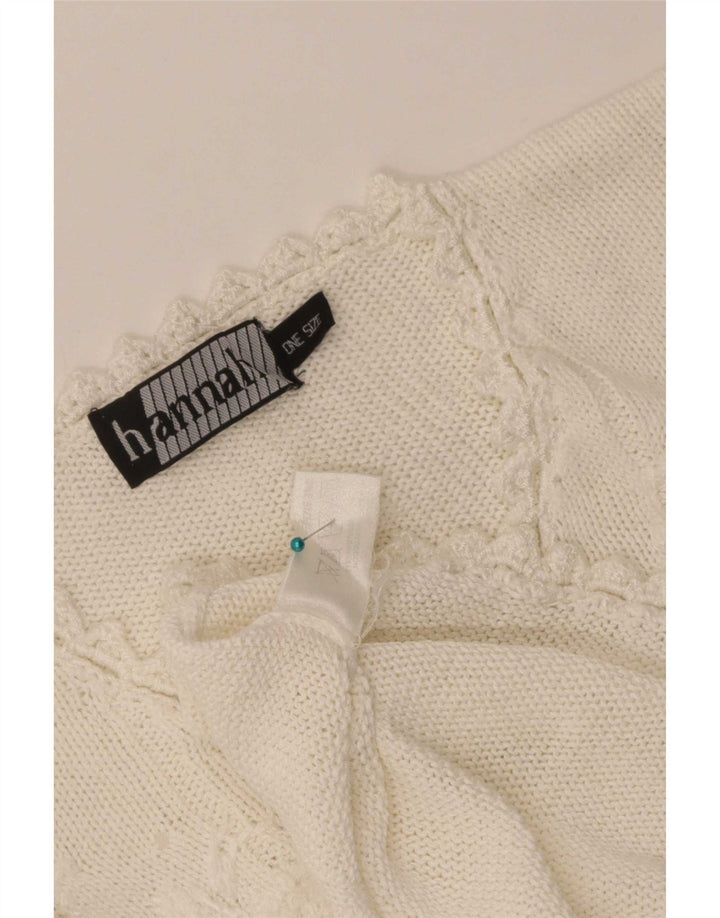 Hannah Womens V-Neck Jumper Sweater One Size White Ramie