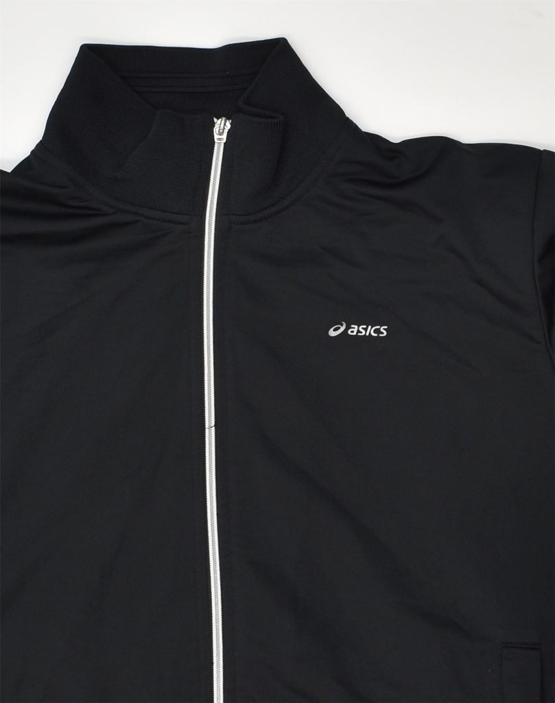 ASICS Mens Tracksuit Top Jacket Small Black Polyester | Vintage Asics | Thrift | Second-Hand Asics | Used Clothing | Messina Hembry 