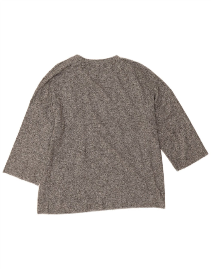 Zara Womens Oversized Crew Neck Jumper Sweater UK 14 Medium Grey