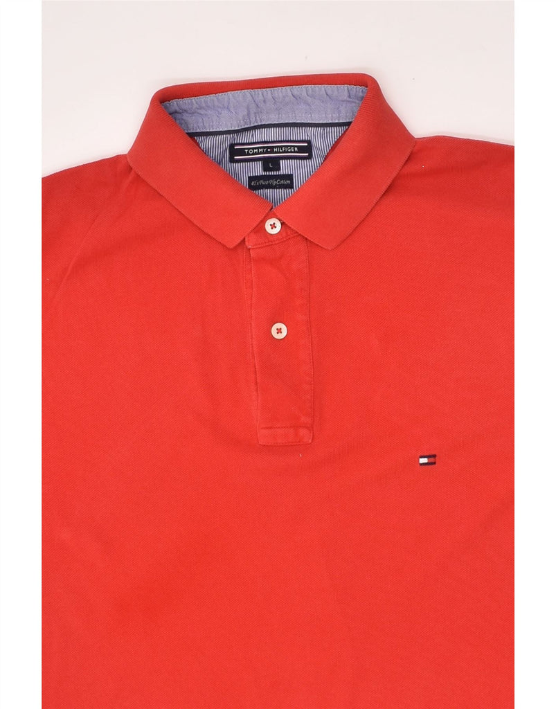 TOMMY HILFIGER Mens Polo Shirt Large Red Cotton | Vintage Tommy Hilfiger | Thrift | Second-Hand Tommy Hilfiger | Used Clothing | Messina Hembry 