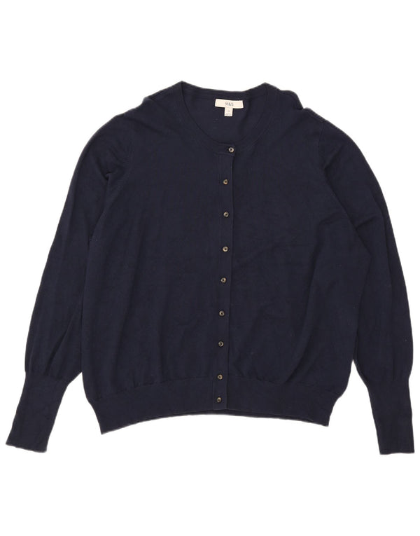 Marks & Spencer Womens Cardigan Sweater UK 24 4XL Navy Blue Viscose