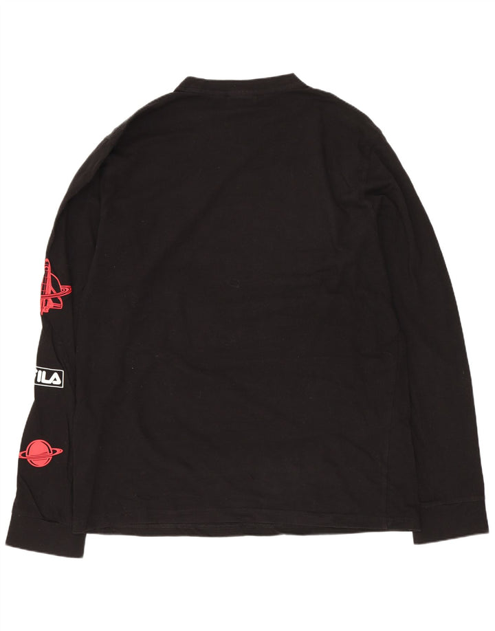 Fila Mens Graphic Top Long Sleeve Medium Black Cotton