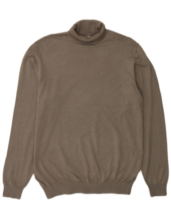 Zara Mens Roll Neck Jumper Sweater Medium Grey Viscose